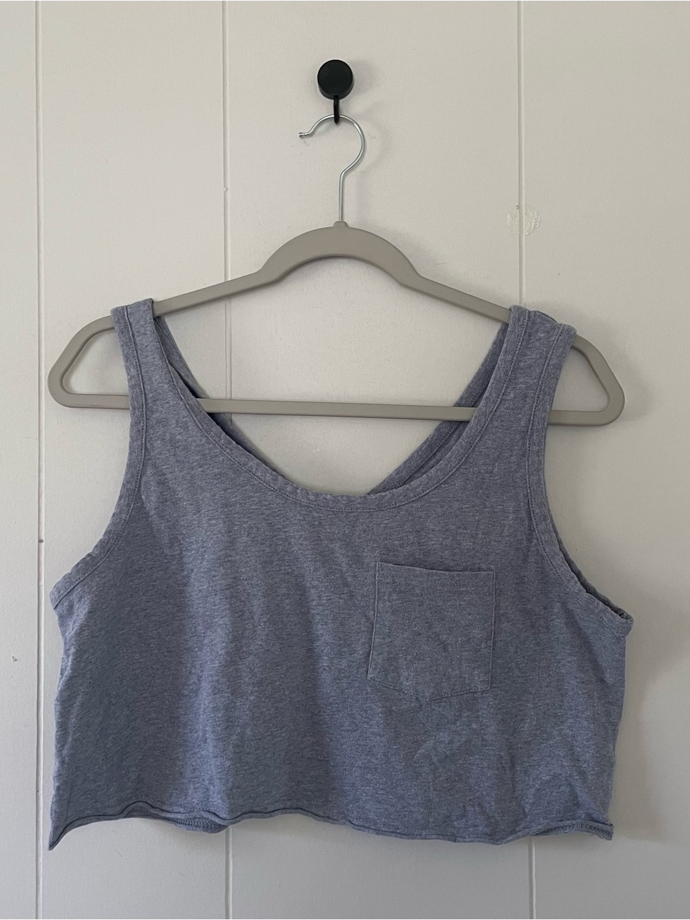 SHEIN Heather Gray Cropped Tank with Pocket
